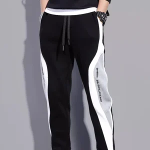 Men's Sports Pants Spring Autumn Male Loose Fitting Leggings Patchwork Running Training Casual Pants Fashion Outfit Trousers