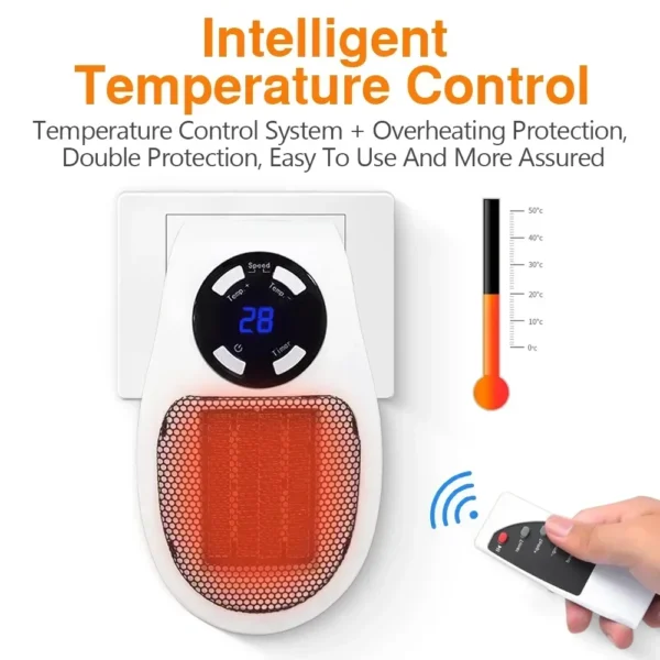 Portable Heater Electric Heater Plug In Wall Room Heater Home Appliance Heating Stove Mini Radiator Remote Warmer Machine 500W - Image 4