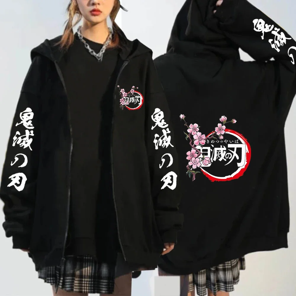 Anime Kochou Shinobu Zipper Hoodie Manga Winter Autumn Casual Jacket Sweatshirt Harajuku Demon Slayer Kimetsu No Yaiba Coats - Image 4