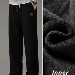 Winter Thick Warm Corduroy Sweatpants Men Fleece Liner Drawstring Straight Loose Track Pants Male Casual Fleece Thermal Trousers
