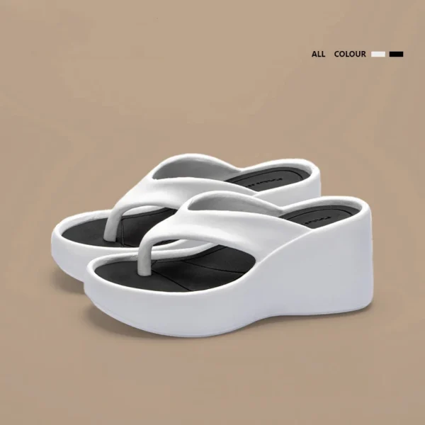 Women's Clip Toe Wedge Flip Flops 2024 Summer Chunky Platform Beach Sandals Woman Thick Sole High Heeled Eva Slippers Slides - Image 2