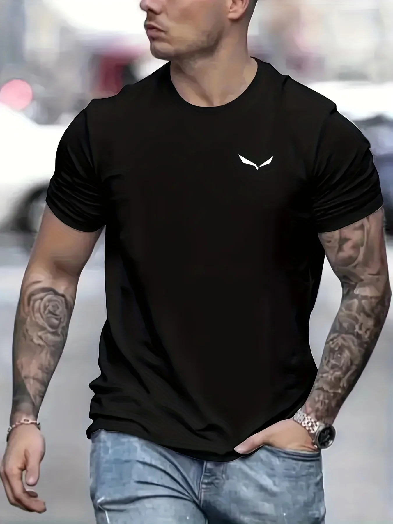 Men's Summer Loose Size 100% Cotton Bird Print Slim Fit Casual Round Neck Short Sleeve T-shirt Top - Image 4