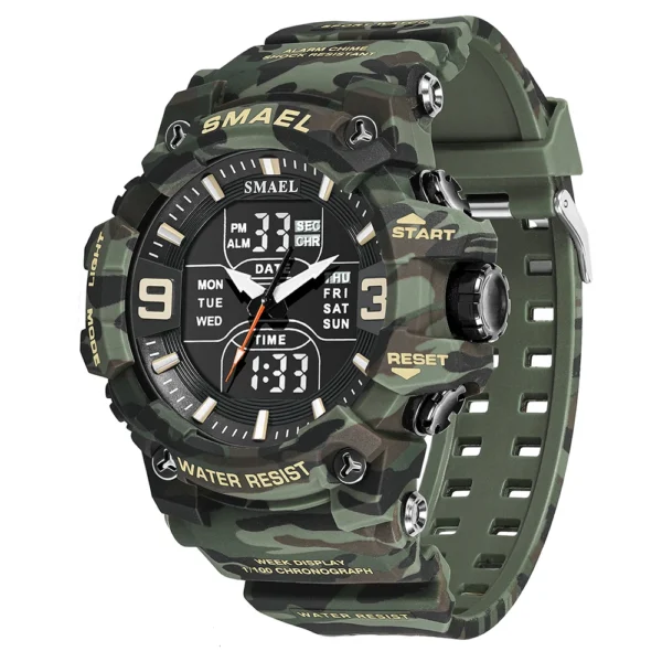 Military Watches Men Sport Watch Waterproof Alarm Clock Dual Time Wristwatches Digital 8049B Army Watches Military