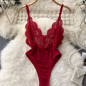 SINGREINY Sleeveless Camis Sexy Lace Bodysuits Women Backless Slim Lingerie Sheer Rompers Summer Night Club Erotic Playsuits