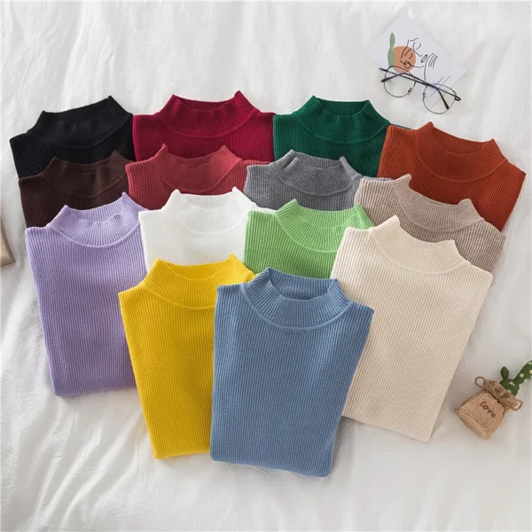 Women Turtleneck Sweater Knitted Soft Pullovers cashmere Jumpers Basic Solid Soft Sweaters Women Autumn Winter Casual Top - Image 3