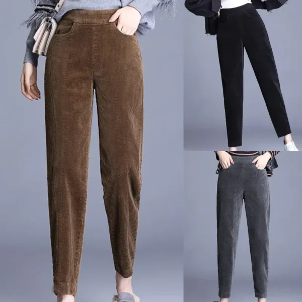 Plush Thick Casual Pants Women Corduroy Warm Pants Autumn Winter Leggings High Waist Harem Pants Trousers Women Брюкиженские - Image 5