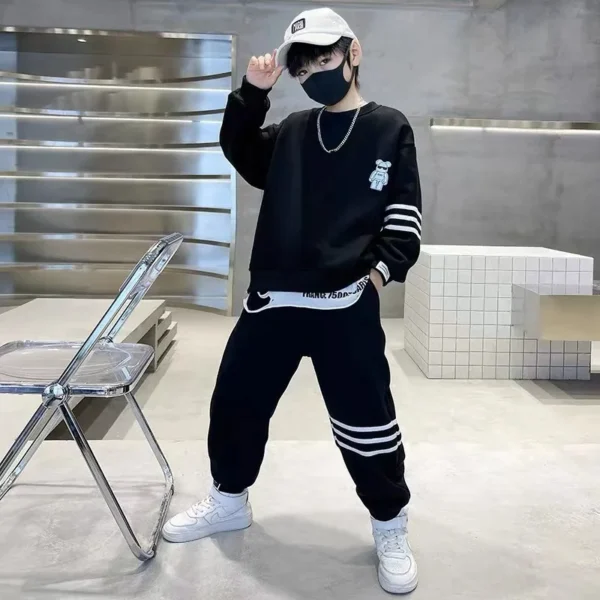 Autumn Children Boy Clothes Set Stripe Sweatshirts and Pants 2PCS Suit Teenage Girls Pullover Top Bottom Outfits Tracksuits - Image 5