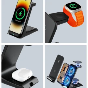 KPON 3 in 1 Wireless Charger Stand Fast Charging Station Dock For iPhone 16/15/14/13 Pro Max Apple iWatch 9/8/7/6/5 Airpods 3/2