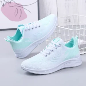 Spring New Women&#039;s Flying Weave Mesh Sport Casual Lightweight Soft Sole Running Shoes
