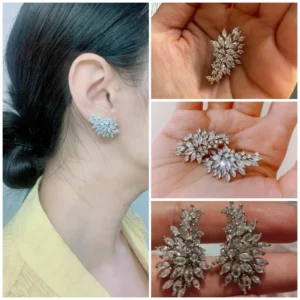 Huitan Gorgeous Women's Stud Earrings Full with Dazzling CZ Stone Sparkling Ear Piercing Earrings Party Jewelry Drop Shipping