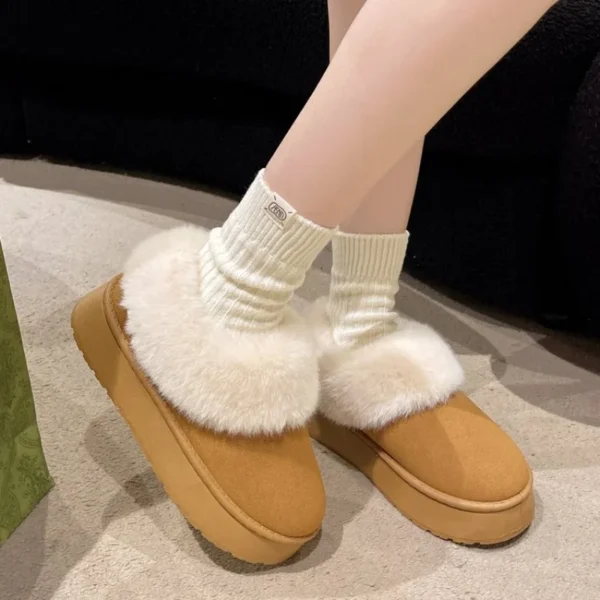 2024 New Warm Boots Women Winter Flats Shoes Short Plush Fur Ankle Snow Boots Casual Shoes Sport Suede Motorcycle Botas - Image 5