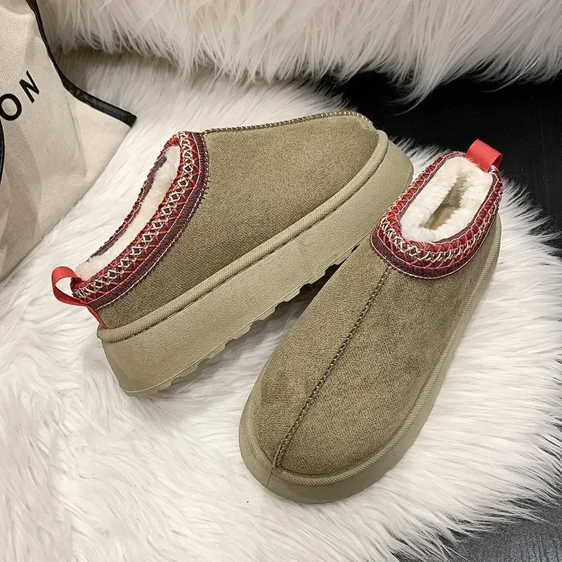Snow Boots for Women 2023 Winter New Cashmere Warm Thick Soles Without Heel-covered Hair Half Slipper Cotton Shoes for Women - Image 5