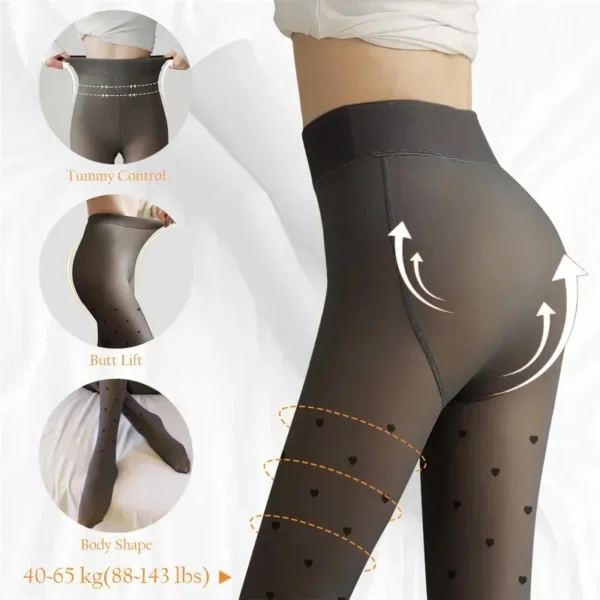 80/220/310g Women's Fleece Tights Sexy Print Stockings Winter Warm Leggings Fashion High-Elastic Thermal Pantyhose Skin Effect - Image 4
