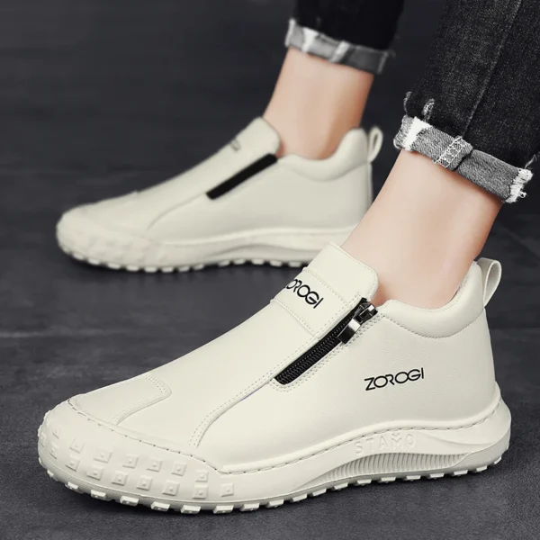Men Leather Sport Shoes Leather Running Shoes Outdoor Waterproof Sneakers Men Lightweight Athletic Sneakers for Men - Image 4