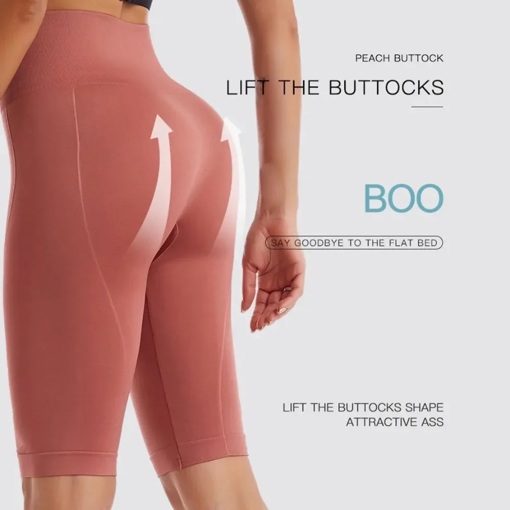 High Waist Sports Biker Shorts Women Naked Feeling Workout Push Up Leggings Tummy Control Yoga Running Fitness Gym Slim Pants - Image 5