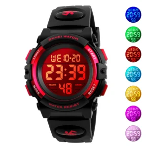 SKMEI 1266 Children's Watches for Boy Girl Color LED Display Digital Alarm Clock Waterproof Sports Kids Wristwatches 1548 Reloj