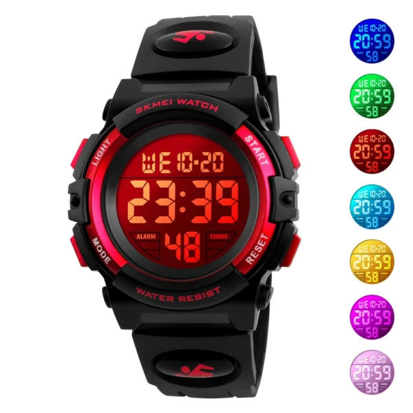 SKMEI 1266 Children's Watches for Boy Girl Color LED Display Digital Alarm Clock Waterproof Sports Kids Wristwatches 1548 Reloj - Image 4
