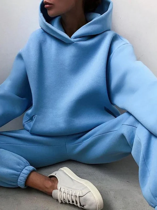 Women Autumn Winter Fleeced Tracksuits Casual Sweatpants and Hoodie Set Two Pieces Set Hooded Sweatshirt Sport Jogger Outfits - Image 5