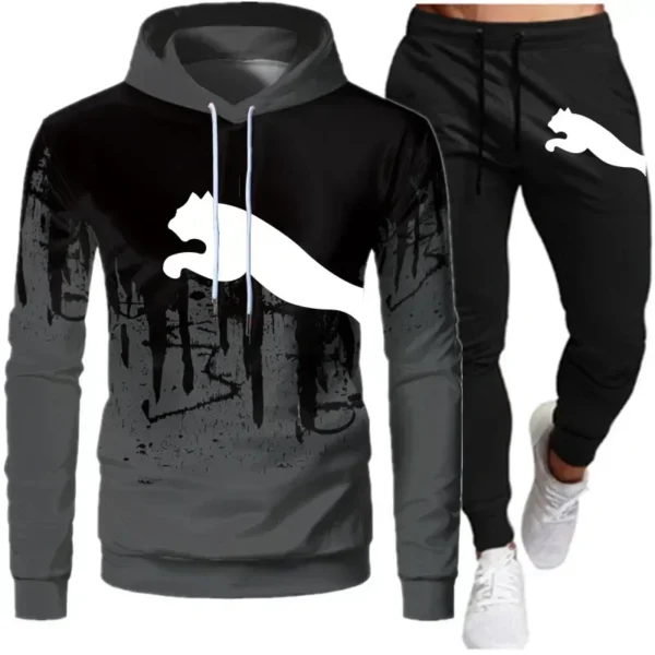 2024 men and women the same fashion casual trend sweater set outdoor sports printing pattern sweater two-piece set size S-3XL - Image 2