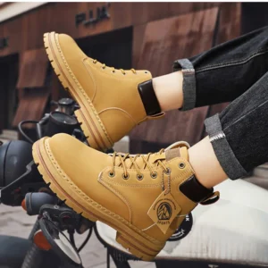 High Top Boots Men's Leather Shoes Fashion Motorcycle Ankle Boots for Men Winter Boots Man Shoes Lace-Up Botas Hombre
