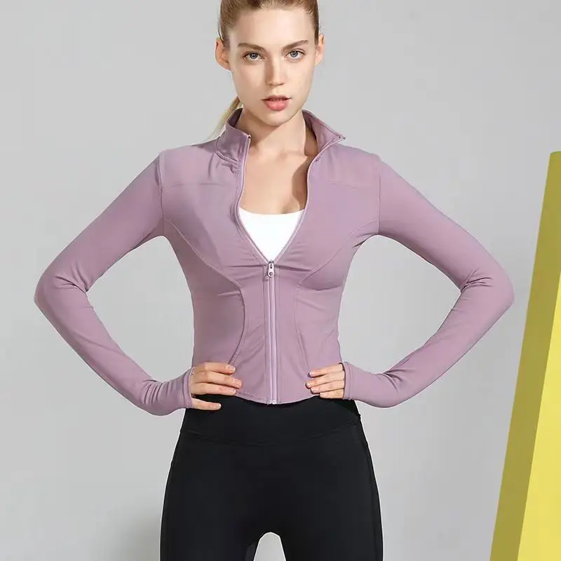 Long Sleeve Sports Jacket Women Zip Fitness Yoga Shirt Winter Warm Gym Top Activewear Running Coats Workout Clothes For Cycling - Image 2