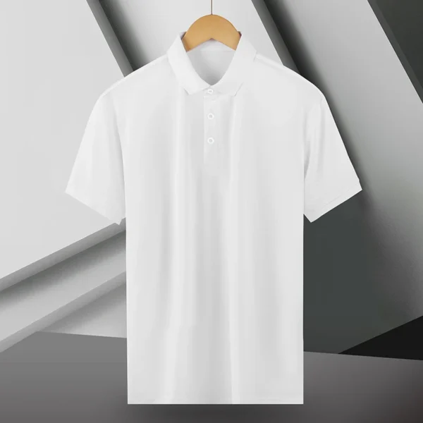 Summer Ice Silk Polo Shirt High-End T-Shirt Solid Color New Half Sleeve Non-Marking Casual Lapels Business Thin Menswear - Image 2
