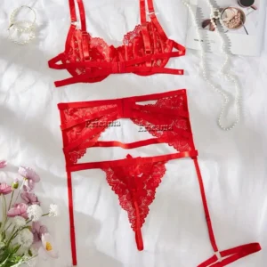 Lace Sexy Lingerie Transparent Hot Porno Lace Erotic Underwear Sexy Bra Set And Garter Lingerie Sexy Hot Erotic Sleepwear