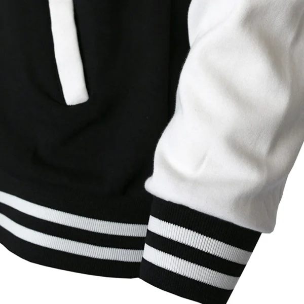 Black White Solid Color Jacket Loose Oversized Clothes Casual Men Baseball Clothes Personality Street Coat Warm Fleece Jackets - Image 5