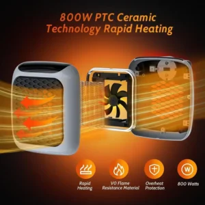 Mini Electric Heaters Household Ultra-Quiet Wall-Mounted Bathroom Heater Enjoy The Silence and Warmth! PTC Heating