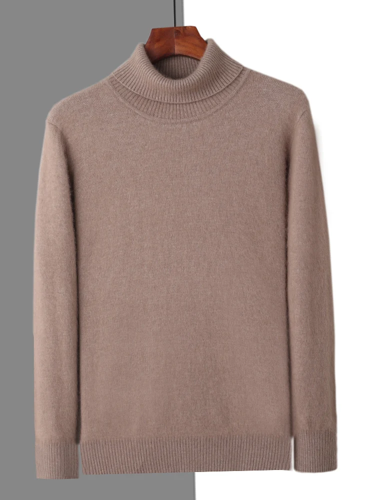 MVLYFLRT Men's 100% pure Mink velvet Cashmere Sweater High Lapels Pullovers Knitted Winter New Tops Long Sleeve High-End Jumpers - Image 2