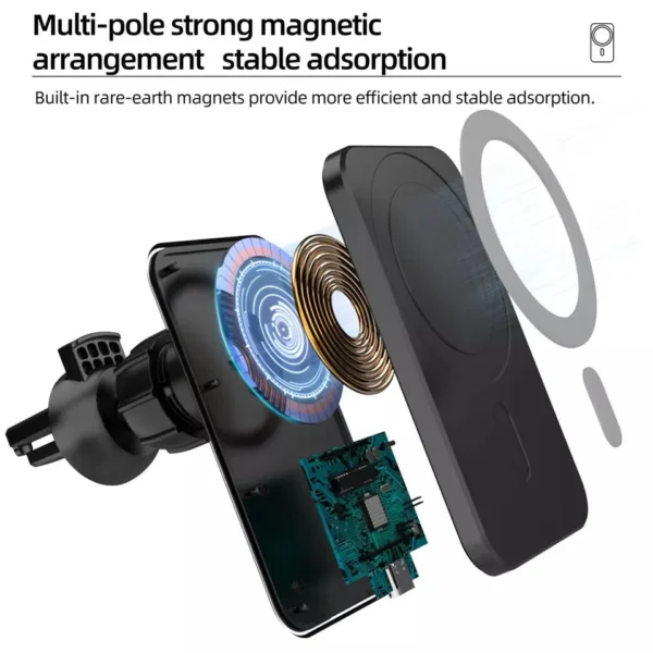 Wireless Charger Magnetic Car phone Holder for iPhone 14 13 Pro Max 12 Phone Accessories 30W Fast Charging Induction Adapter - Image 2