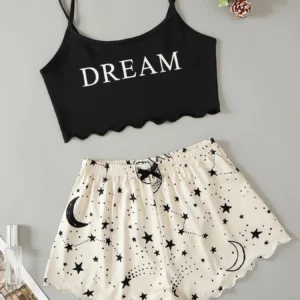 Women's Pajamas Set Sexy Lingerie Leopard Print Sling Sleepwear V-Neck Sleeveless Top and Shorts Sets Pyjamas Homewear