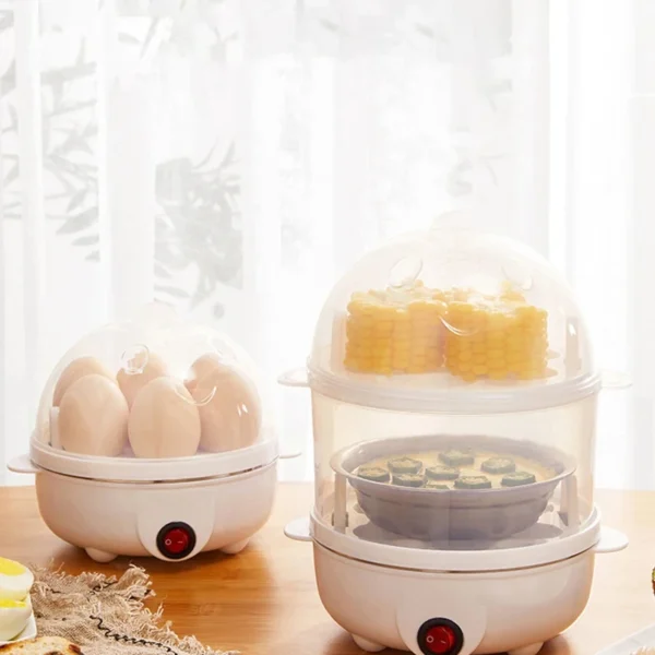 Electric Egg Cooker Double Multifunction Layers Egg Boiler Corn Milk Rapid Breakfast Cooking Egg Steamer Appliances Kitchen