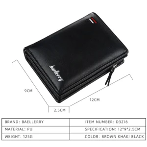 New Short Men Wallets Zipper Card Holder High Quality Classic Male Purse PU Leather Coin Holder Men Wallets Carteria