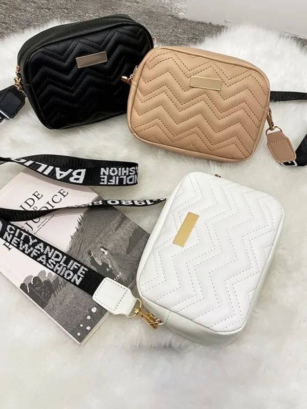 Wave Embroidery Square Bag Shoulder Strap With Printed Large Capacity Shoulder Crossbody Bag for Women - Image 6