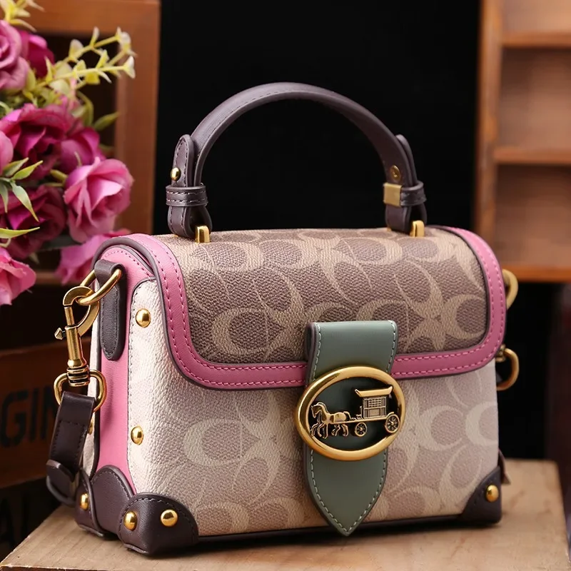 Trend Small Square Bag for Women 2024 New Fashionable Rose Red Handheld Small Bag Premium Single Shoulder Crossbody Bag - Image 2