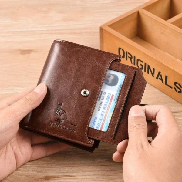 Men's Coin Purse Wallet Fashion RFID Blocking Man Leather Wallet Zipper Business Card Holder ID Money Bag Wallet Male - Image 2