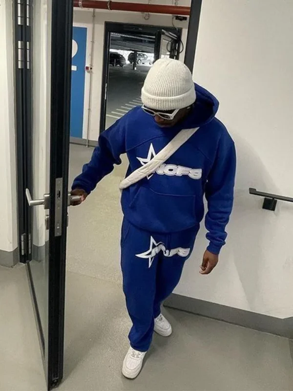 Trendy Kangaroo Pocket Hoodie And Sweatpants 2 Piece Set For Man Casual Letter Printed Outfits 2024 Elastic Waist Pants Suit - Image 2