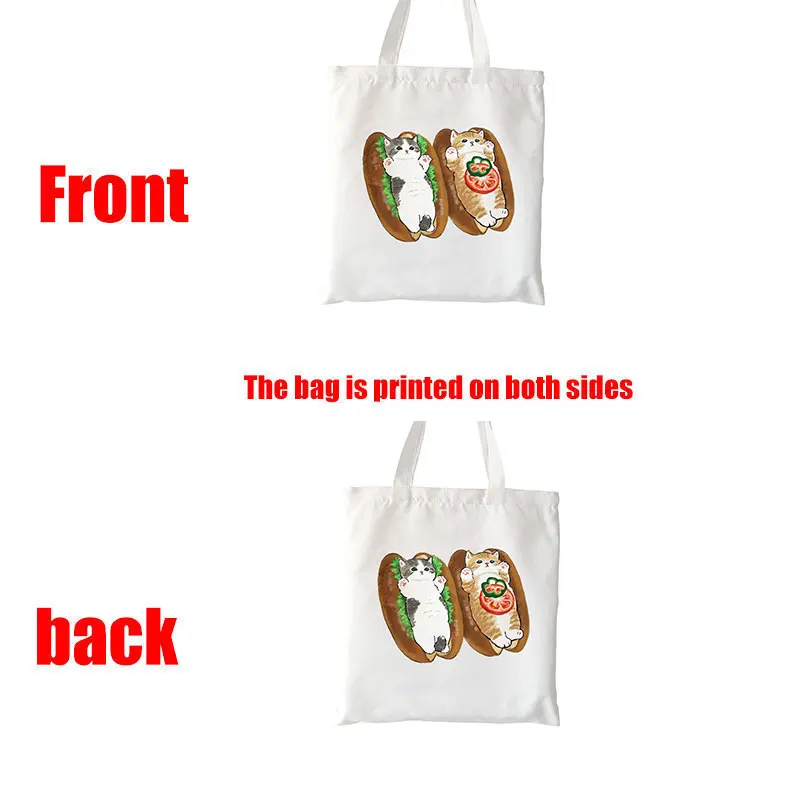 Kawaii Cats Cartoon Manga Tote Bag Beach Bag Shopper Bags Handbags Canvas Shoulder Bags Woman Shopping Bags High Capacity - Image 6
