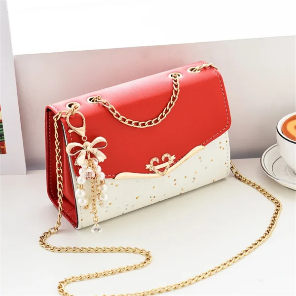 Fashion Messenger Bag Women Trendy Sequin Single Shoulder Bags Mobile Phone Pouch Ladies PU Leather Handbag with Tassel Pendant