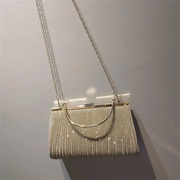 Hot Sale Luxury Moon Handbag Apricot Evening Clutch Bag Party Chain Shoulder Bag Female Sequin Wedding Purse Handbag for Women - Image 2