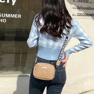Wave Embroidery Square Bag Shoulder Strap With Printed Large Capacity Shoulder Crossbody Bag for Women