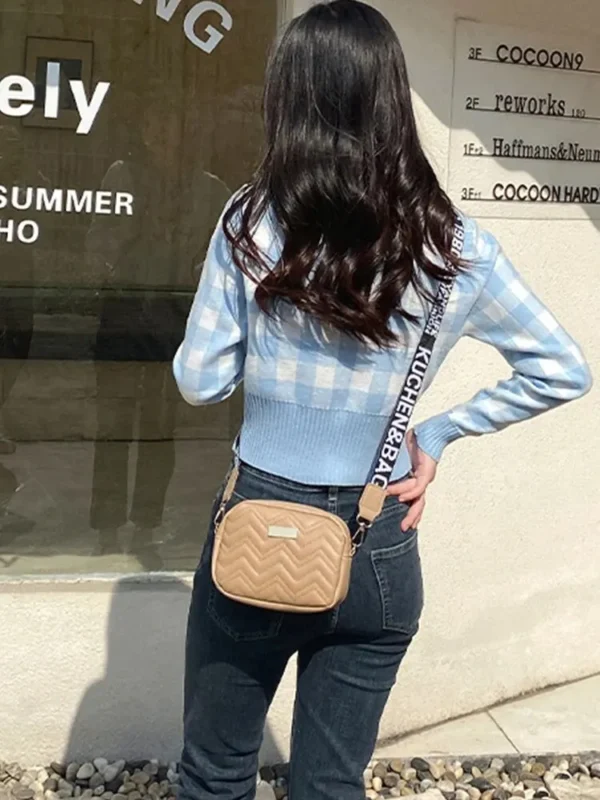 Wave Embroidery Square Bag Shoulder Strap With Printed Large Capacity Shoulder Crossbody Bag for Women - Image 3