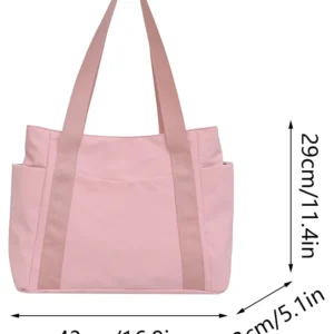 Large Capacity Shoulder Bag For Women, Durable Nylon Casual Bag With Multiple Pockets, Lightweight Travel Tote