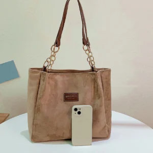 Large-Volume Suede Stylish Commuter Tote Bag For Ladies With One Shoulder Bag