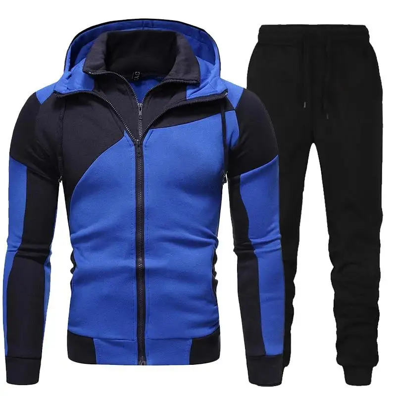Men Tracksuit Double Zipper Two Pieces Set Mens Sportswear Male Jacket Hoodie and Pants Sweatsuit Hoodies+Pants - Image 3