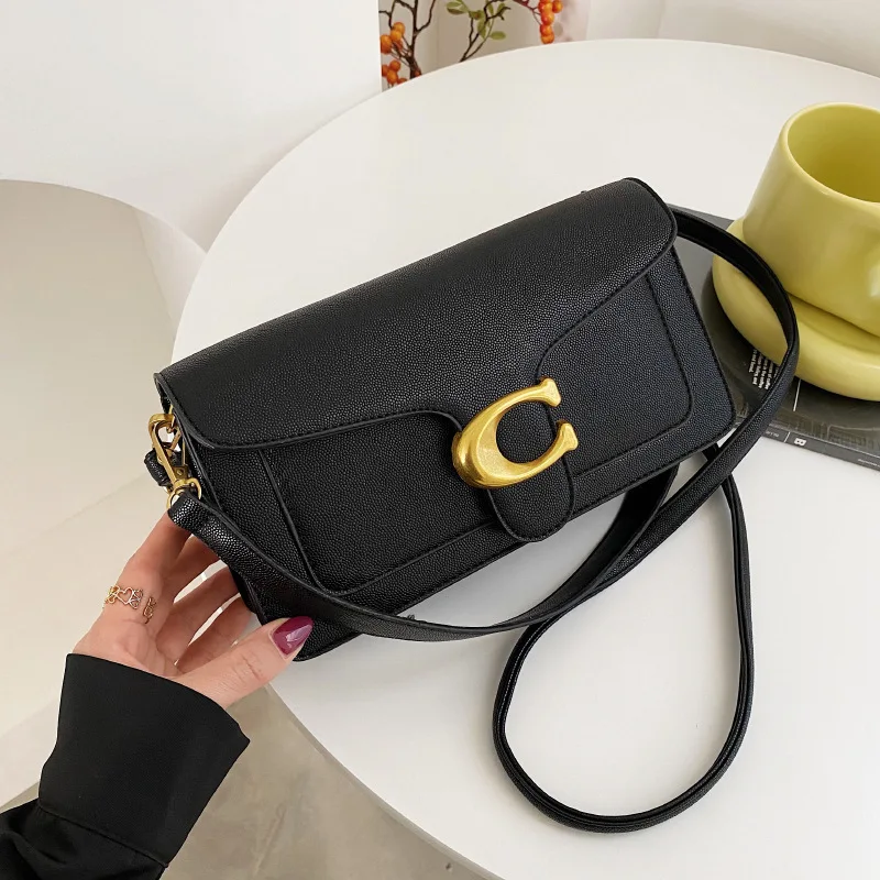 2024 new women's niche texture retro simple daily commuting slanted bag high-end fashion small square bag