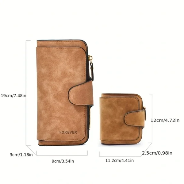 Women Wallet Frosted Leather Long Vintage Female Clutch Bag Credit Card Holder Ladies Zip Purse Phone Bag Money Clip - Image 6