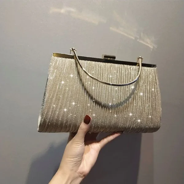 Hot Sale Luxury Moon Handbag Apricot Evening Clutch Bag Party Chain Shoulder Bag Female Sequin Wedding Purse Handbag for Women - Image 4