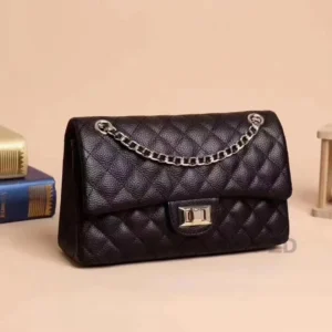 2023 New Tweed Style High-end Feel Single Shoulder Slant Cross Leather Harness Bag Soft Texture Underarm Bag Chain Strap